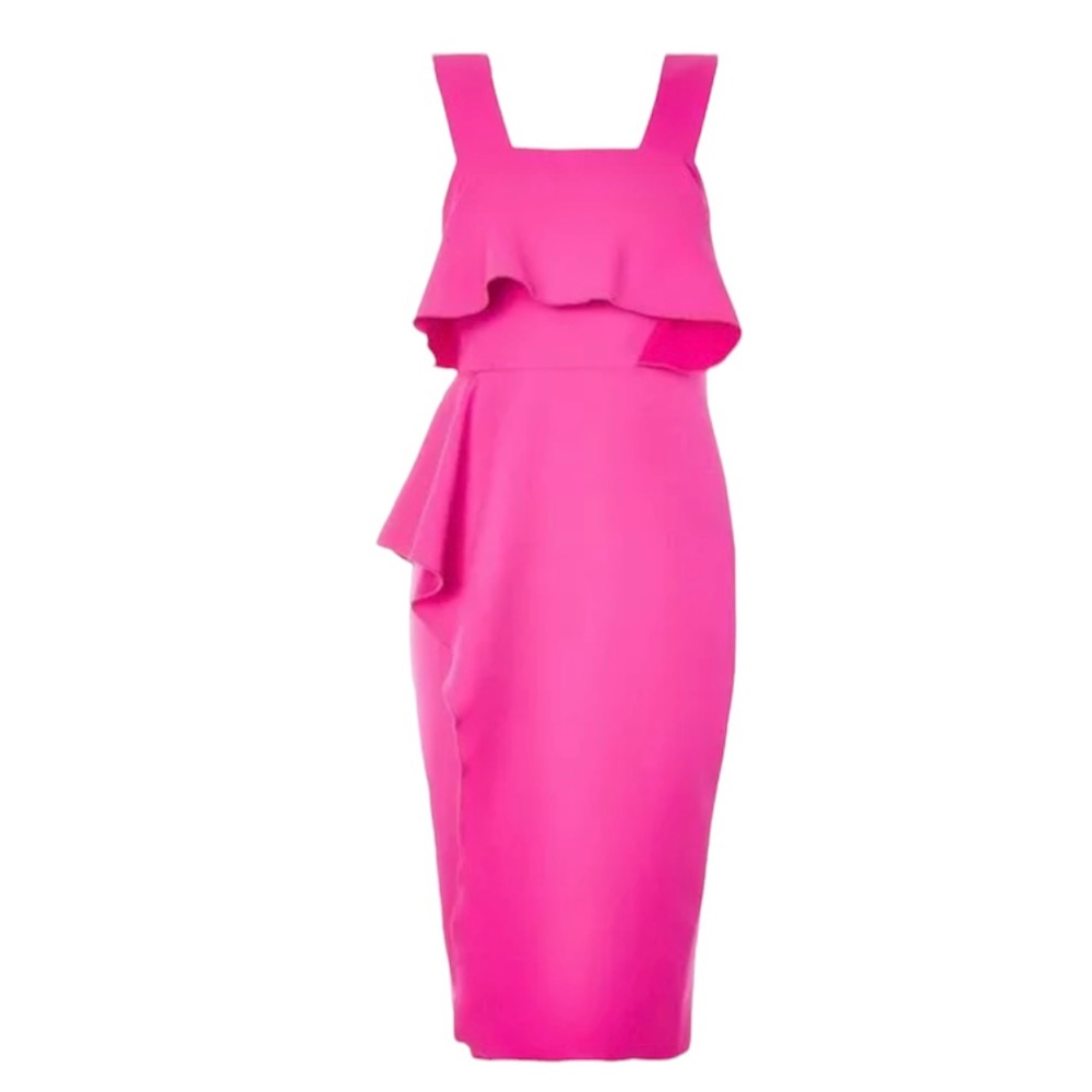 Topshop Pink Ruffle Pencil Dress